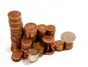 An Eurocoin held by 2 fingers