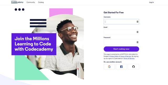 Codeacademy Landing Page Example
