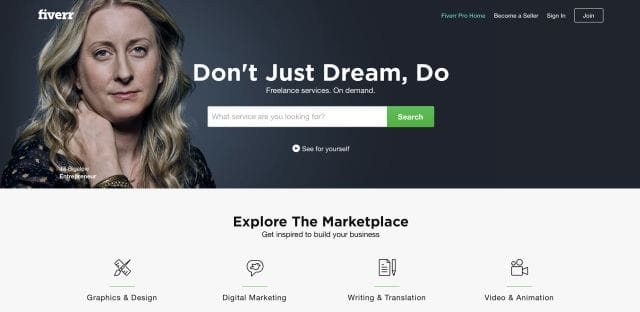 Fiverr Landing Page Example