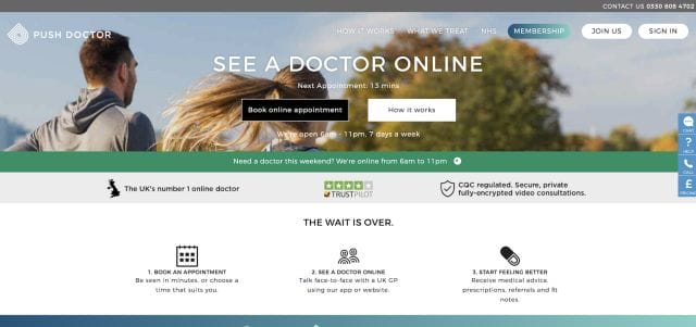 Push Doctor Landing Page Example