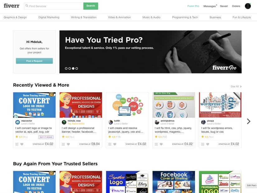 Fiverr.com Screenshot