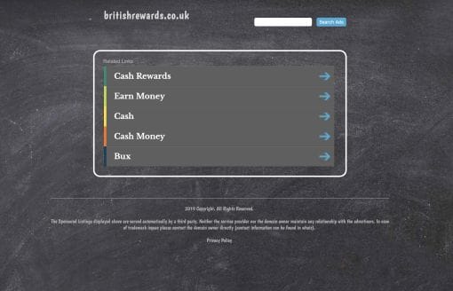 britishrewards.co.uk a site that did exist no longer does has a sponsored listings page