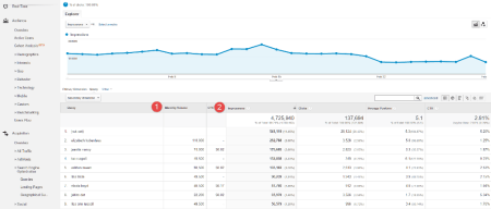 Google Analytics showing the metrics