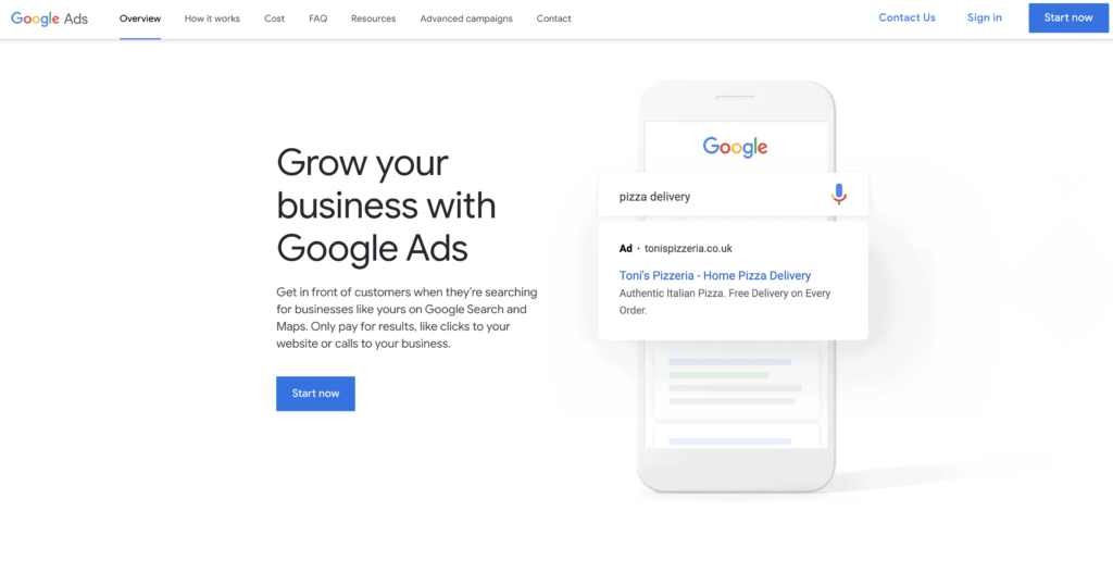 Screenshot of the advertising platform Google Ads.