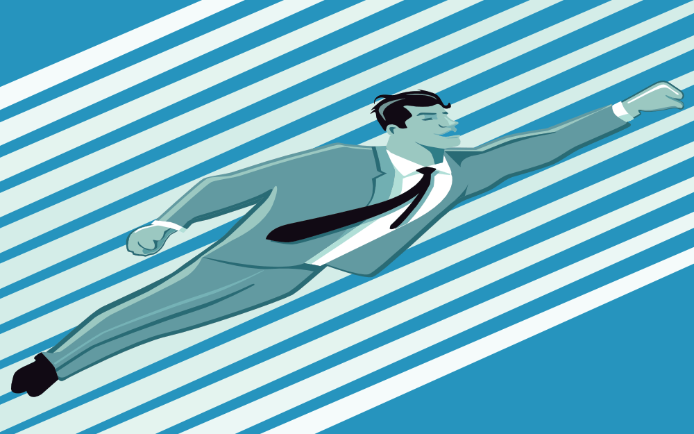 Businessman Flying with Confidence