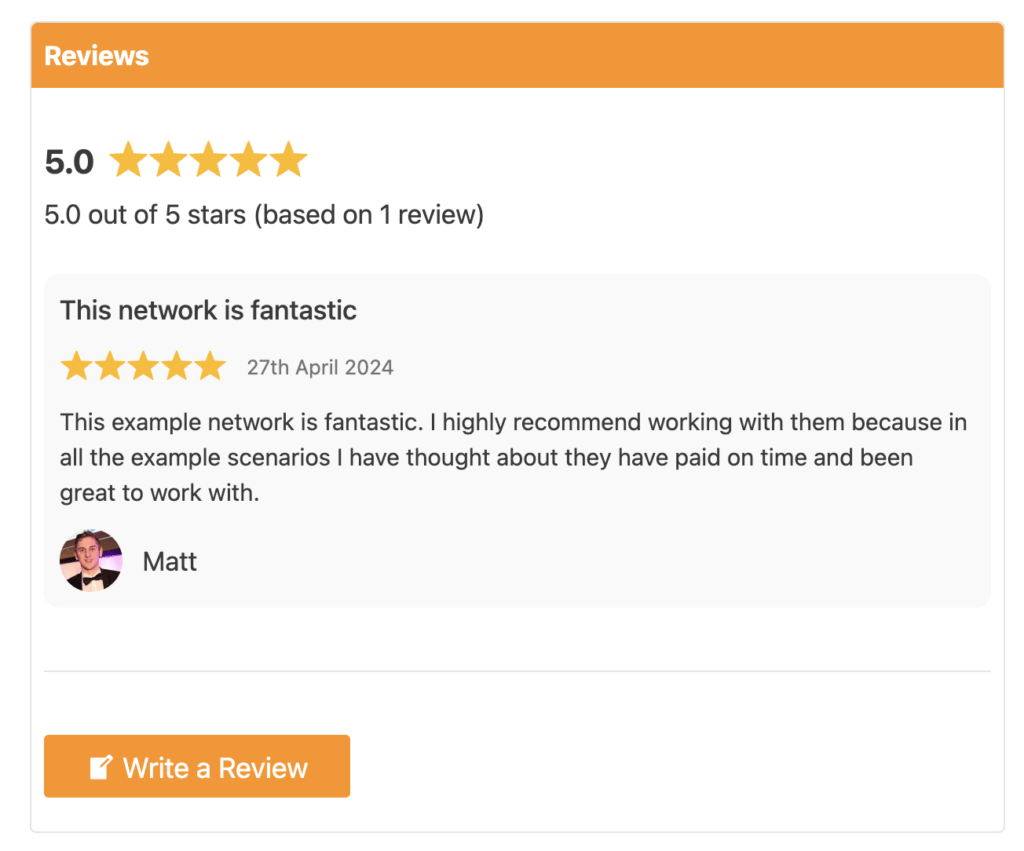 Example of how reviews look.