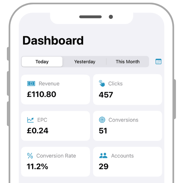 Dashboard for Affiliate Stats
