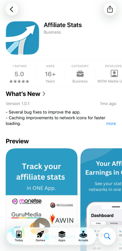 Affiliate Stats on the App Store