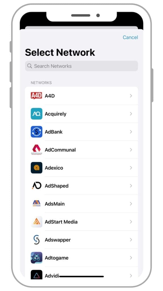 Adding a network screen on Affiliate Stats